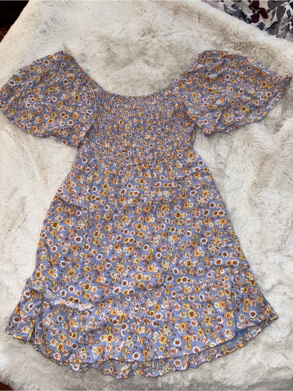 Altar'd State Lavender Floral Smocked Mini Dress